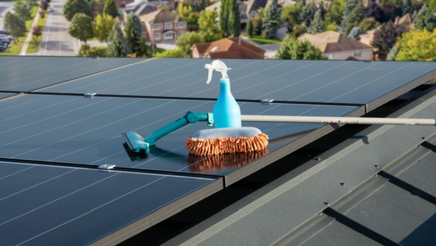 solar panel with cleaning equipments